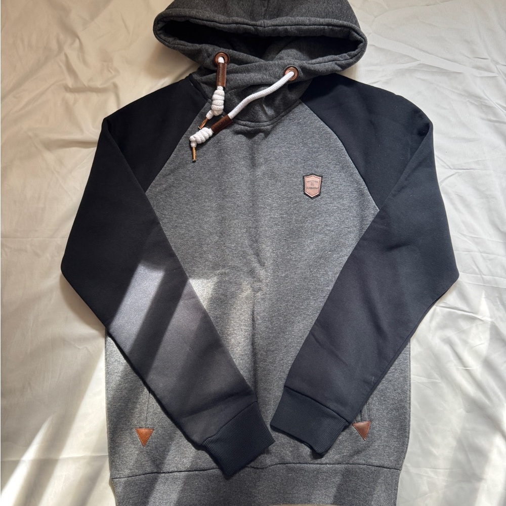 Indigo Gray and Black Men's Hoodie